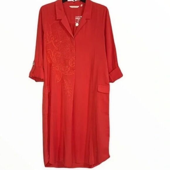 Soft Surroundings Tencel Weekender Relaxed Fit Shirt Dress Coral NWT XS - Picture 5 of 13